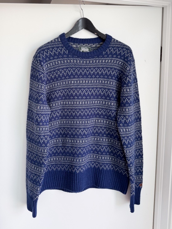Roots Other - Roots Canada Wool Blend Fair Isle Knit Sweater Large Blue Grey Pullover L